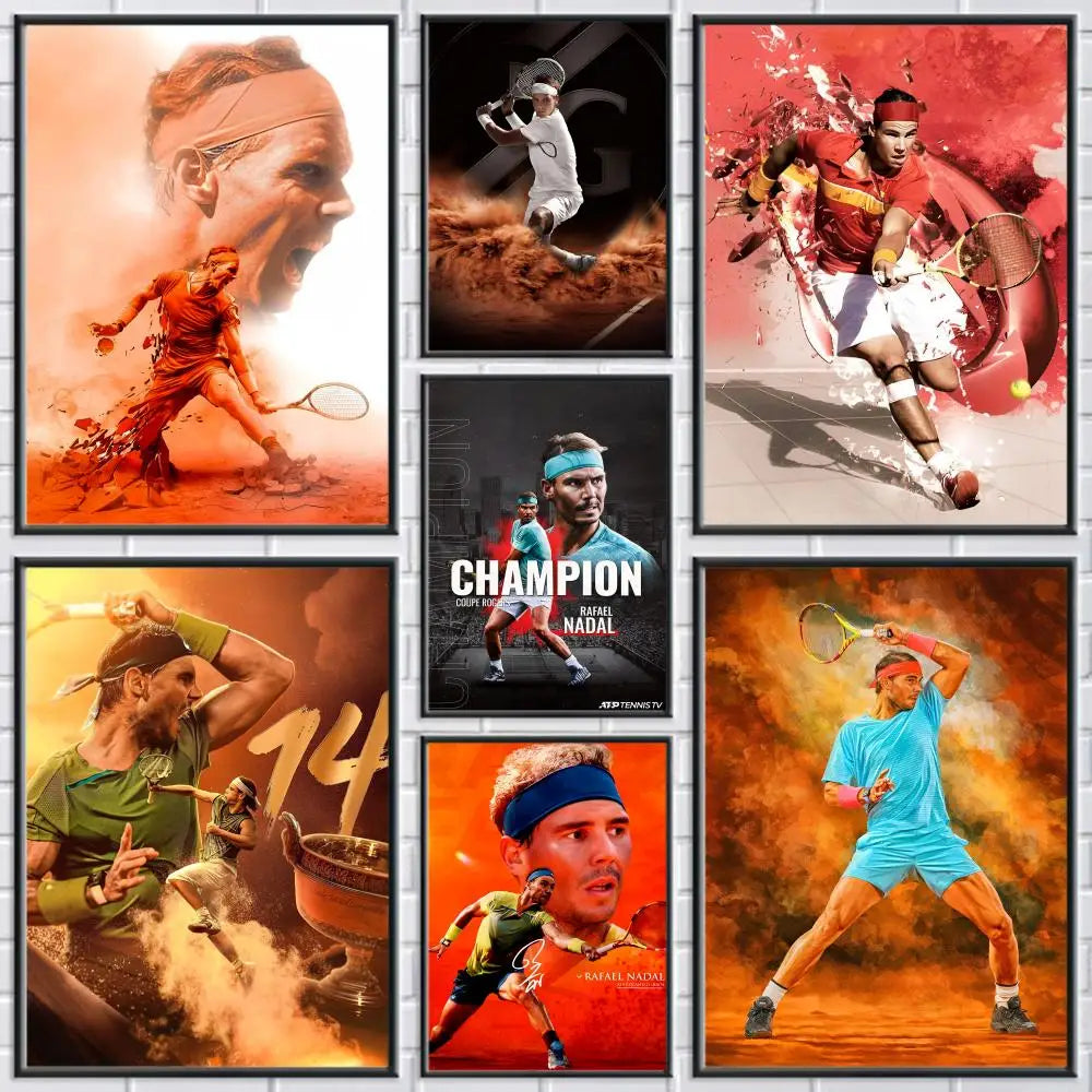 Rafael Nadal Canvas Poster – Unframed Tennis Wall Art Print