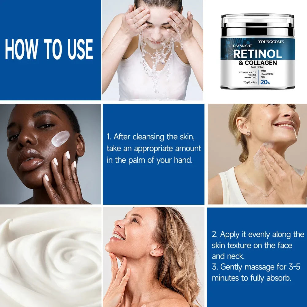 Retinol & Collagen Anti-Aging Face Cream – 72H Hydration | 70g