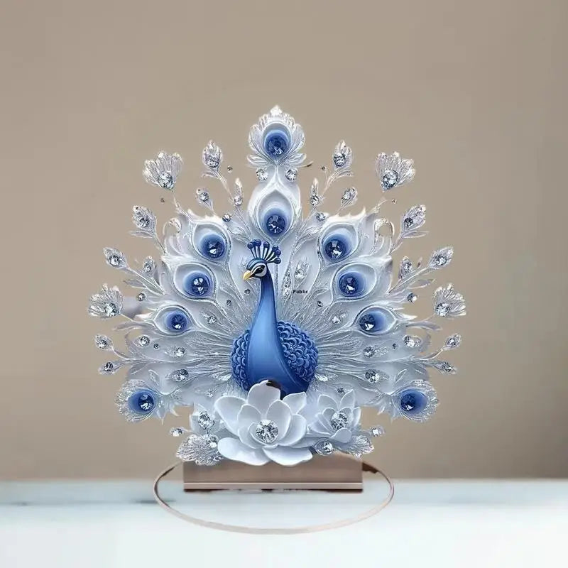 10cm Plastic Peacock Figurine – Desktop Decor & Gift Ornament