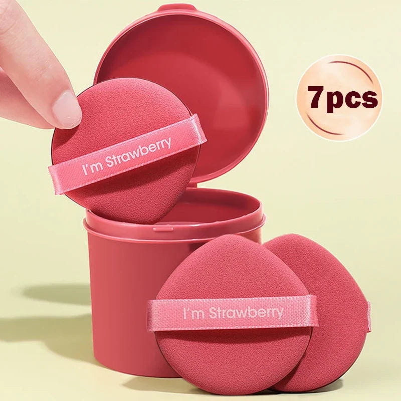 7-Piece Strawberry Makeup Sponge Puff Set – Wet & Dry Use