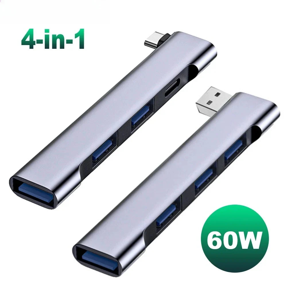 4-in-1 USB-C Hub 3.0 | 60W PD OTG Adapter for MacBook & Laptops