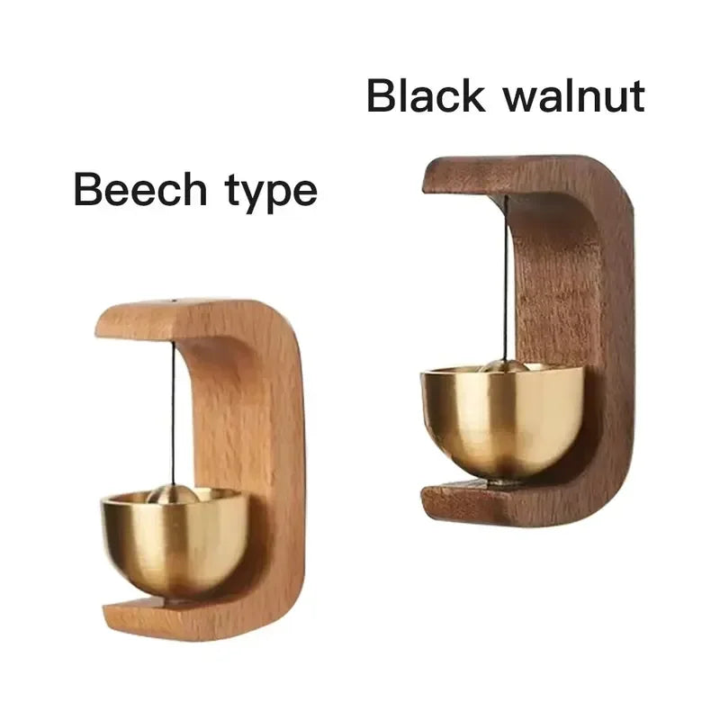 Magnetic Wood & Brass Door Wind Bell Chime – No-Drill Ornament