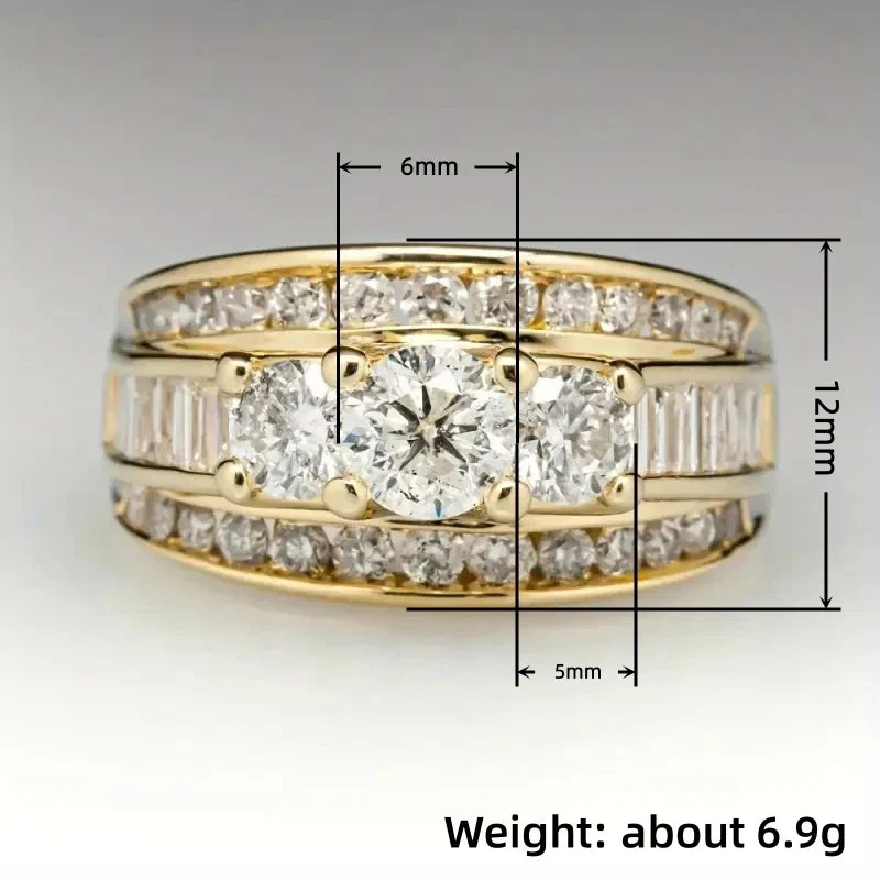 Huitan Women's CZ Engagement Ring – Brass Wedding Band T0954