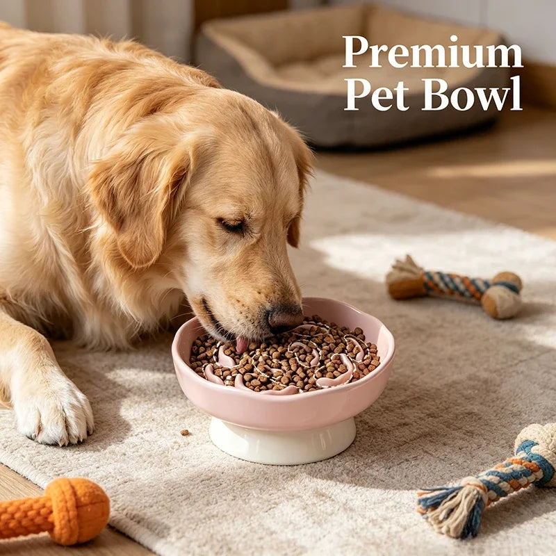 Ceramic Anti-Choking Slow Feeder Cat Bowl | Stable & Safe