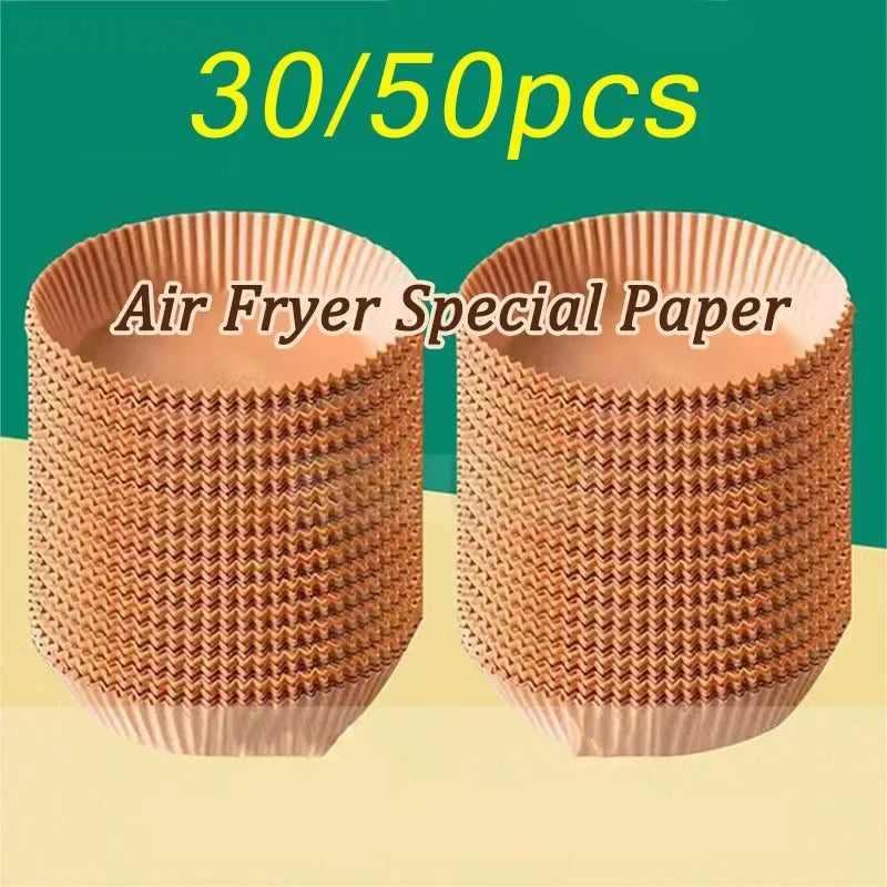 Air Fryer Parchment Paper Liners 30/50 Pcs | Non-Stick Baking Mats