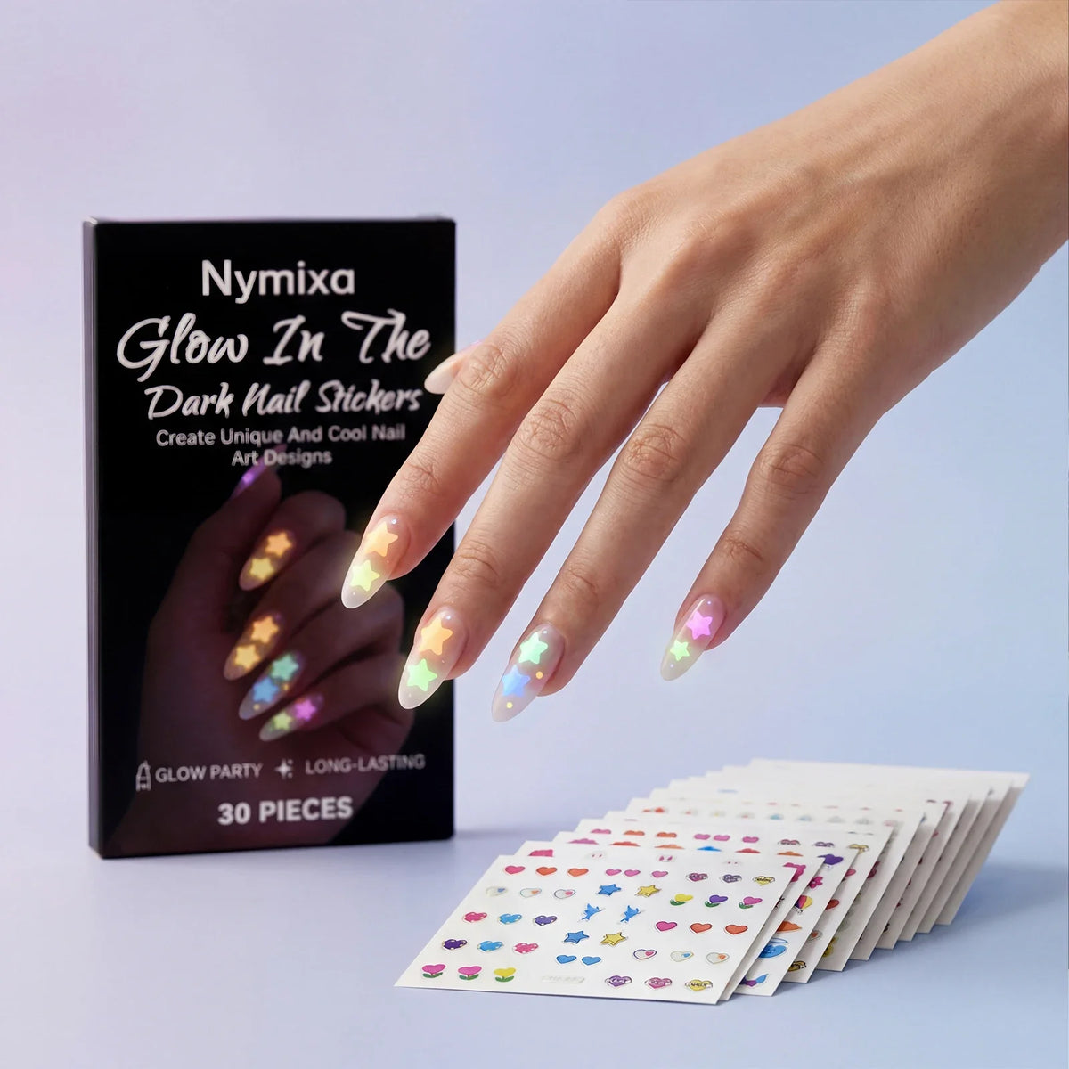 Nymixa Glow In The Dark Fluorescent Nail Polish Set – 5 Neon