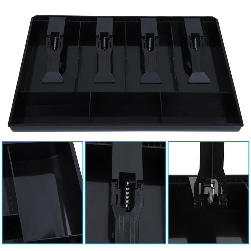 Cash Drawer Insert Tray | 4 Bill 3 Coin Slots & Metal Clip