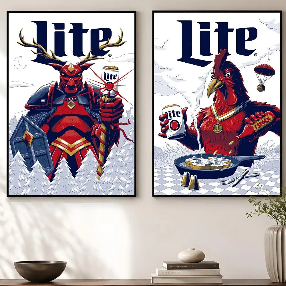 Miller Lite Beer Poster – Waterproof Self-Adhesive Wall Art