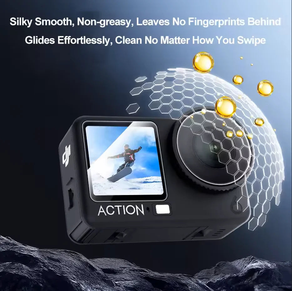 9H Tempered Glass Screen Protector for DJI Osmo Action 1–6 (2 Sets)