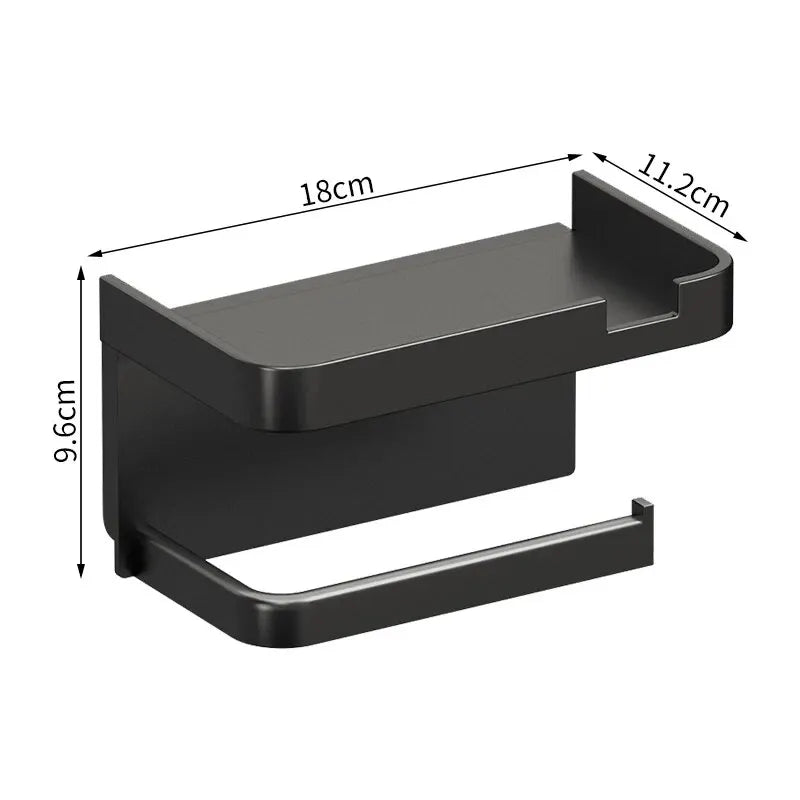 Wall-Mount Plastic Toilet Paper Holder & Storage Rack