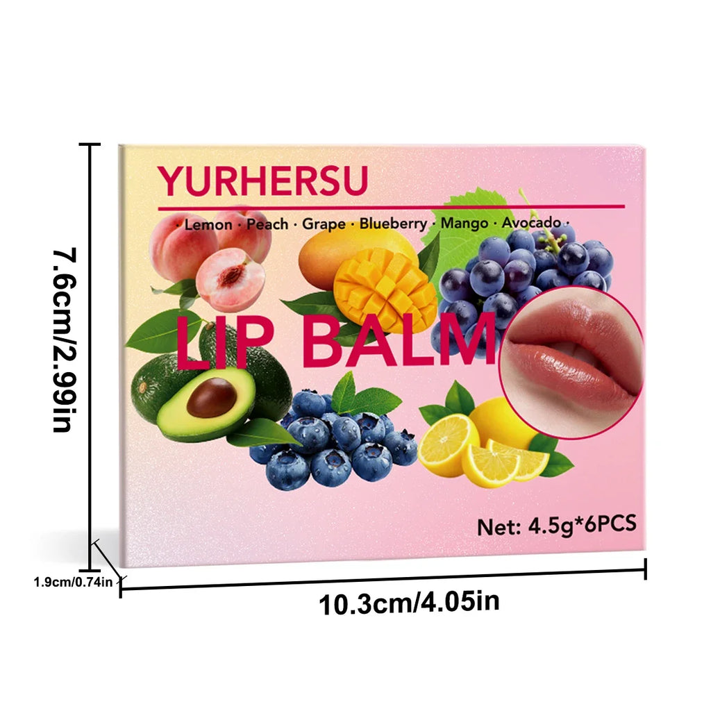 YURHERSU 6-Piece Fruit Lip Balm Set – Fun Gift for Girls