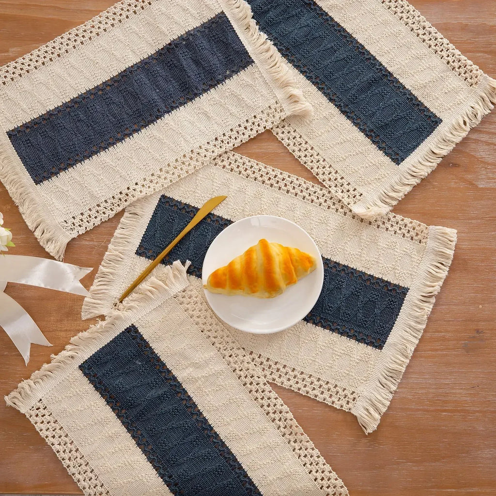 Boho Placemats Macrame Table Decor Natural Cotton Burlap Farmhouse