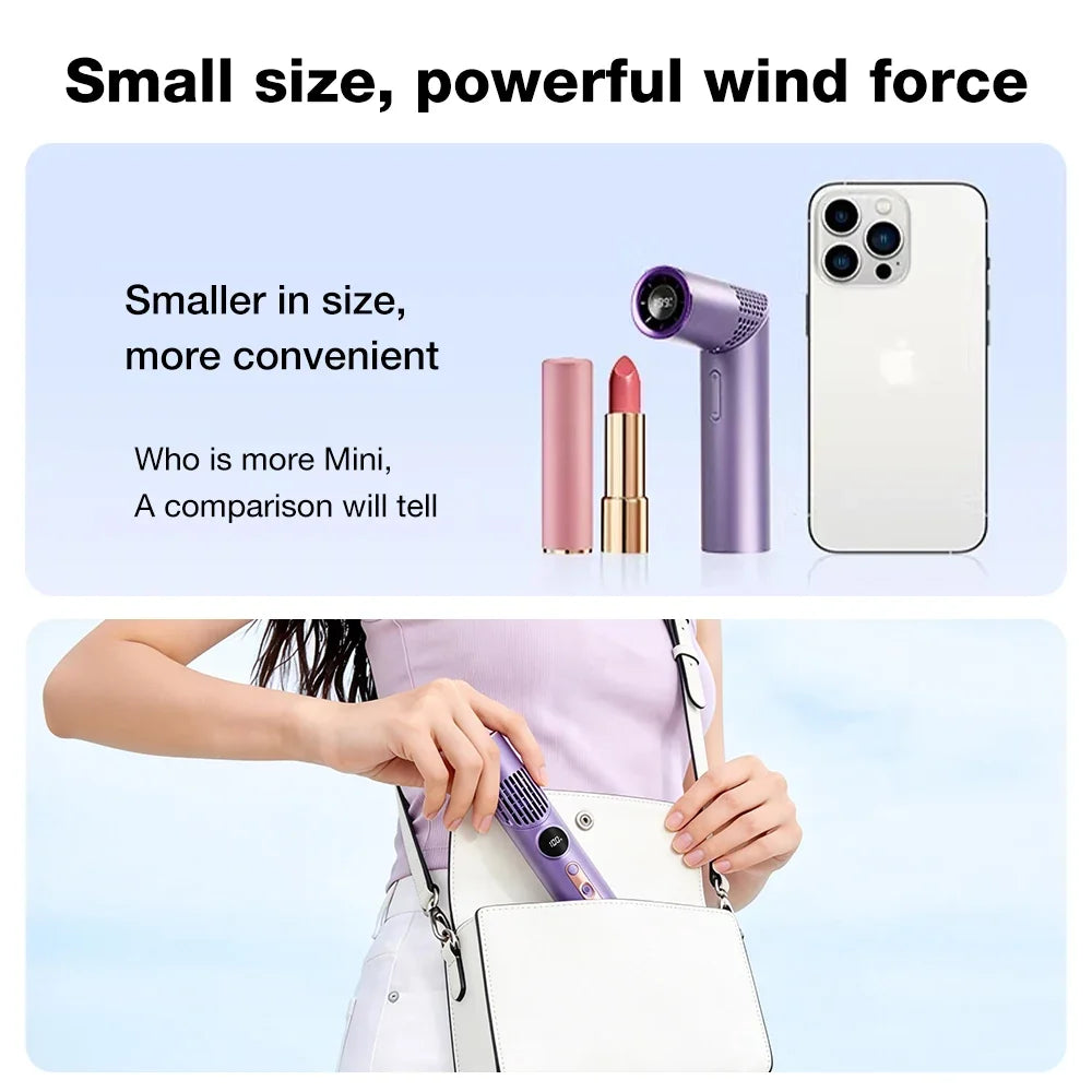3-in-1 Lipstick Mini Fan – 100 Speeds, Neck & Desk Portable