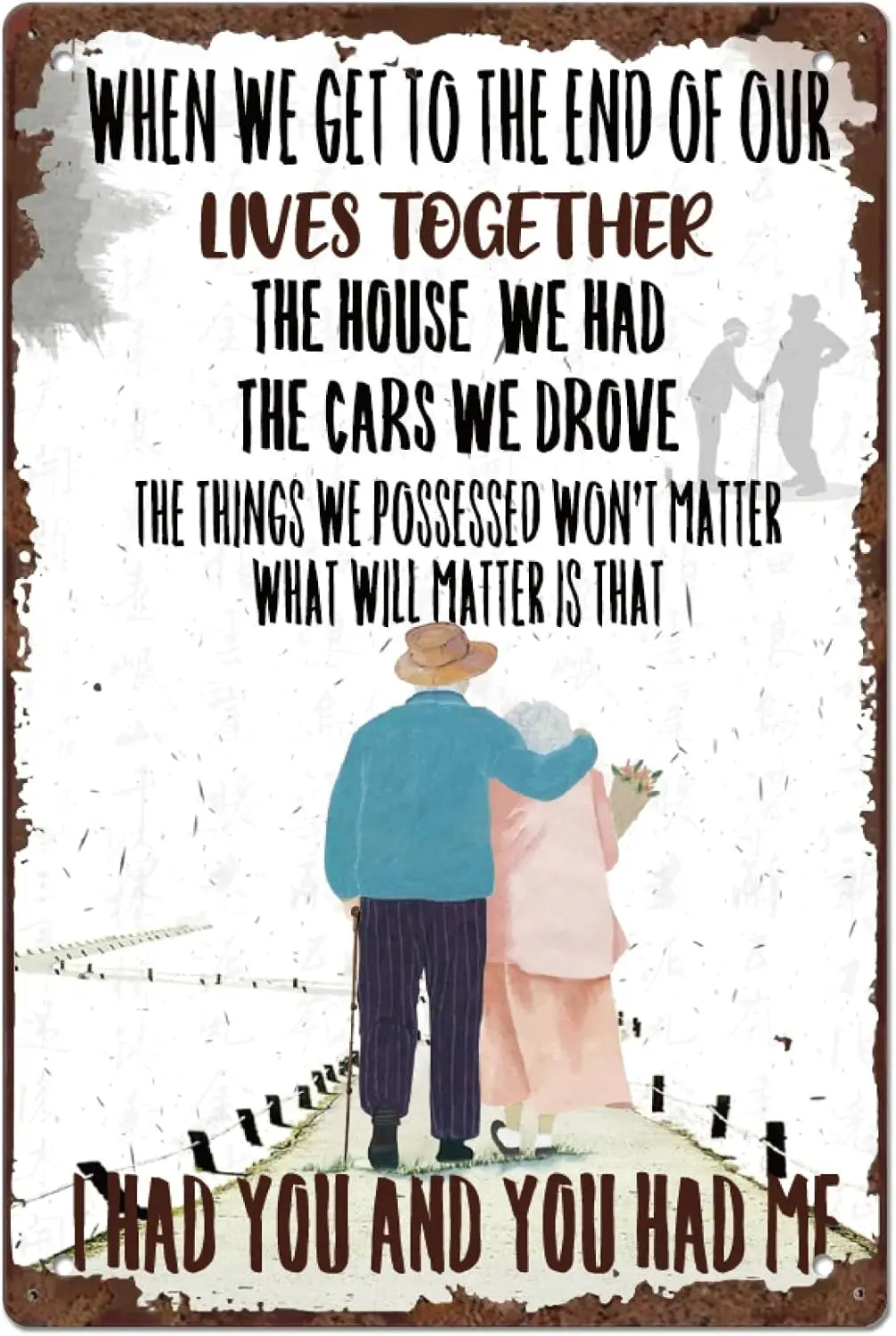 Vintage Couple Tin Sign – Heartfelt Metal Wall Art 8x12"