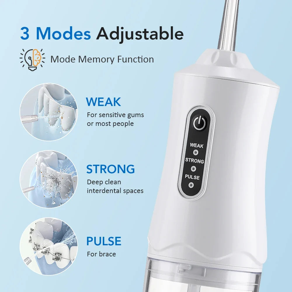 Portable Water Flosser – 3 Modes, 220ml Tank, Rechargeable