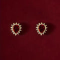 Huitan Red Cubic Zirconia Water Drop Stud Earrings Women