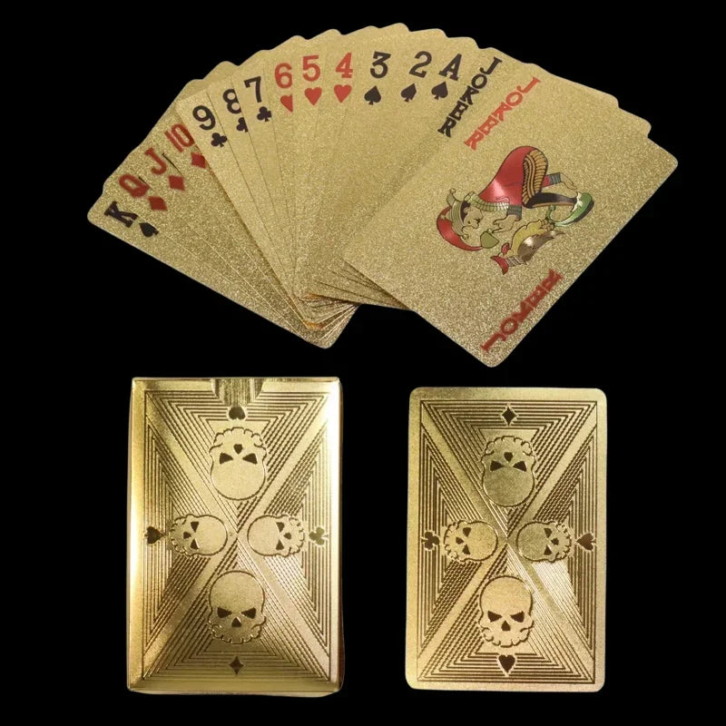 Gold Foil Skull PVC Playing Cards – Waterproof Poker Deck