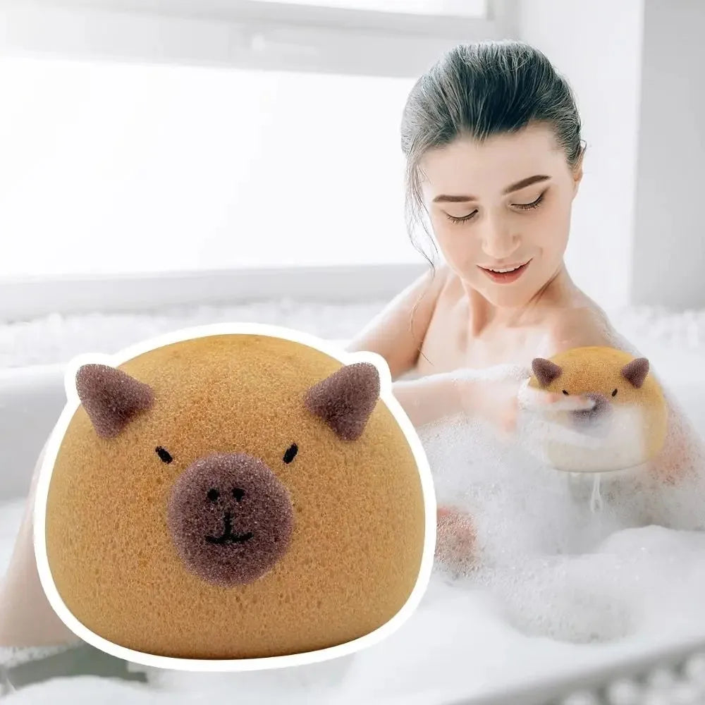 Capybara Bath Sponge – Cartoon Animal Body Scrubber for Kids