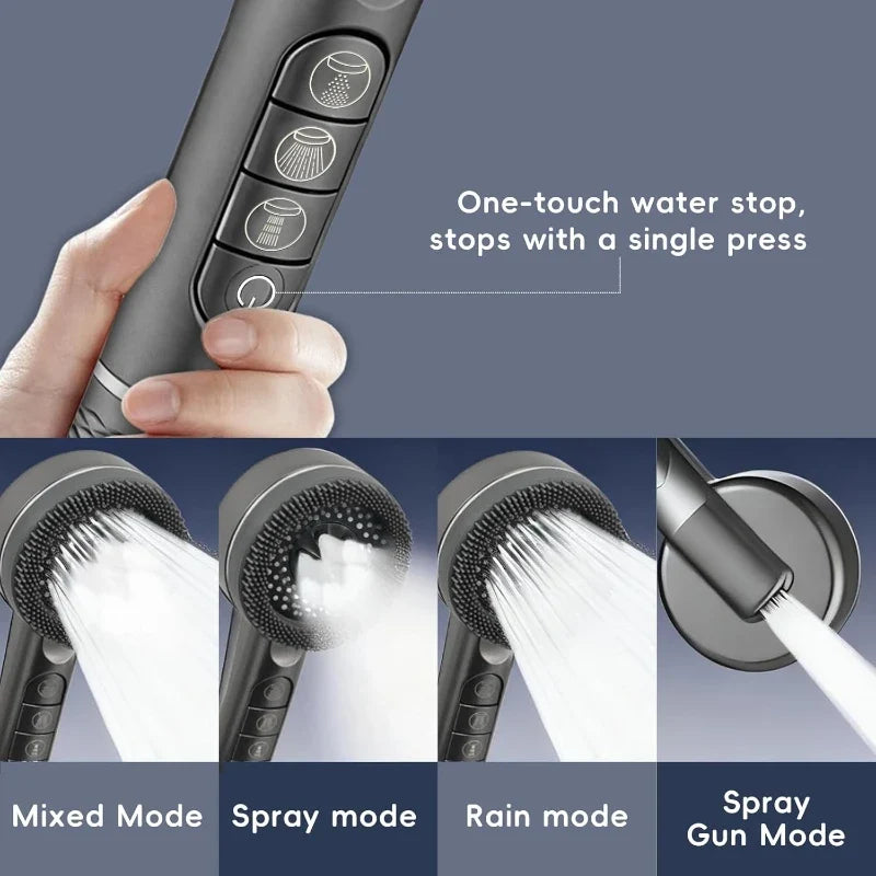 Adjustable High-Pressure Handheld Shower Head with Filter & Hose
