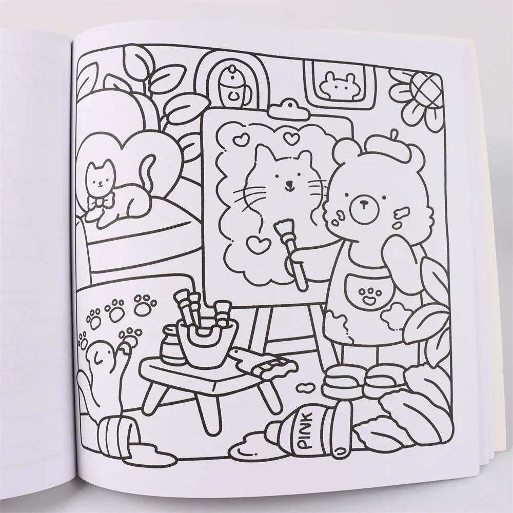 Halloween Coloring Book COZY FRIENDS Adults Teens Featuring Adorable