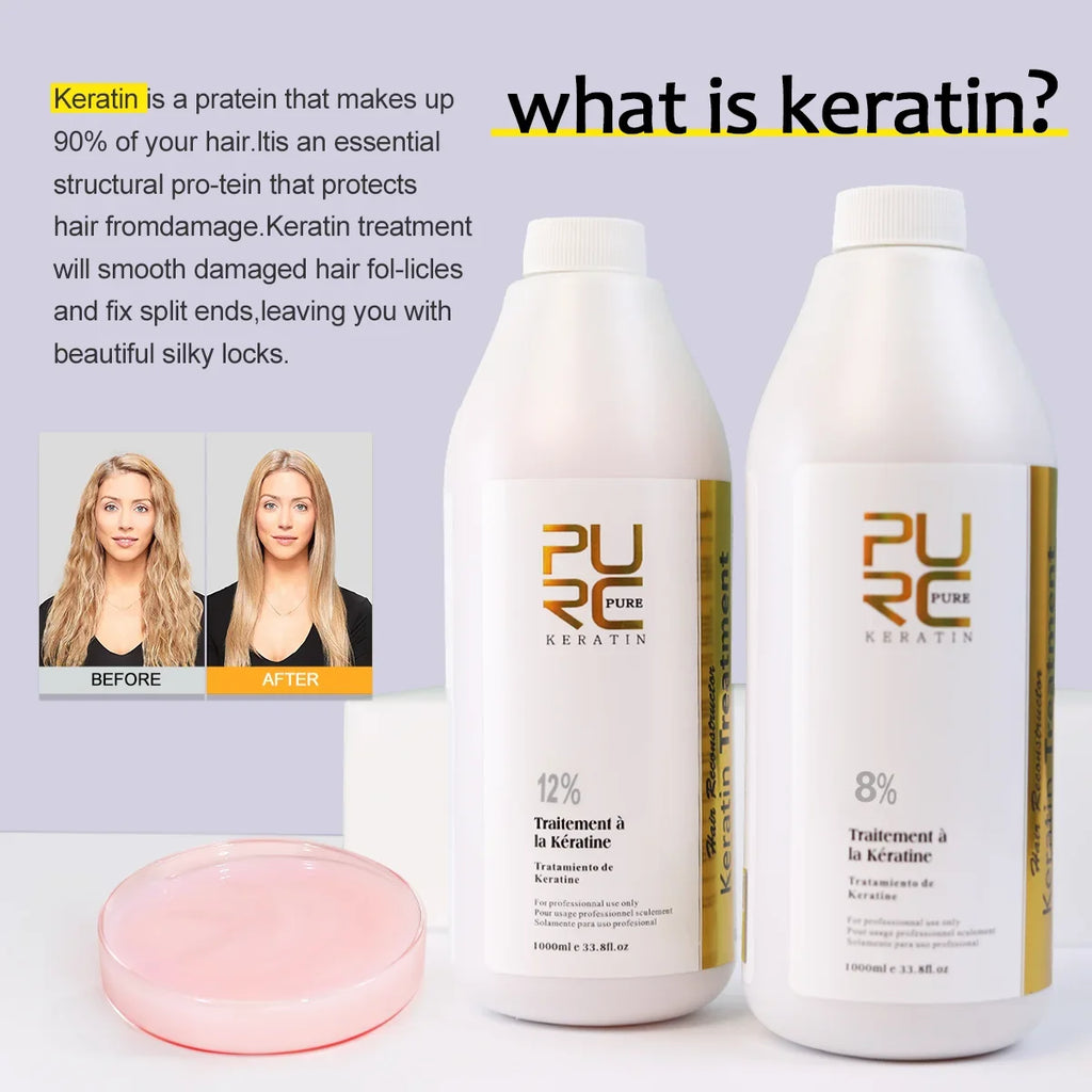 PURC Brazilian Keratin Treatment 1000ml + 300ml Shampoo Set