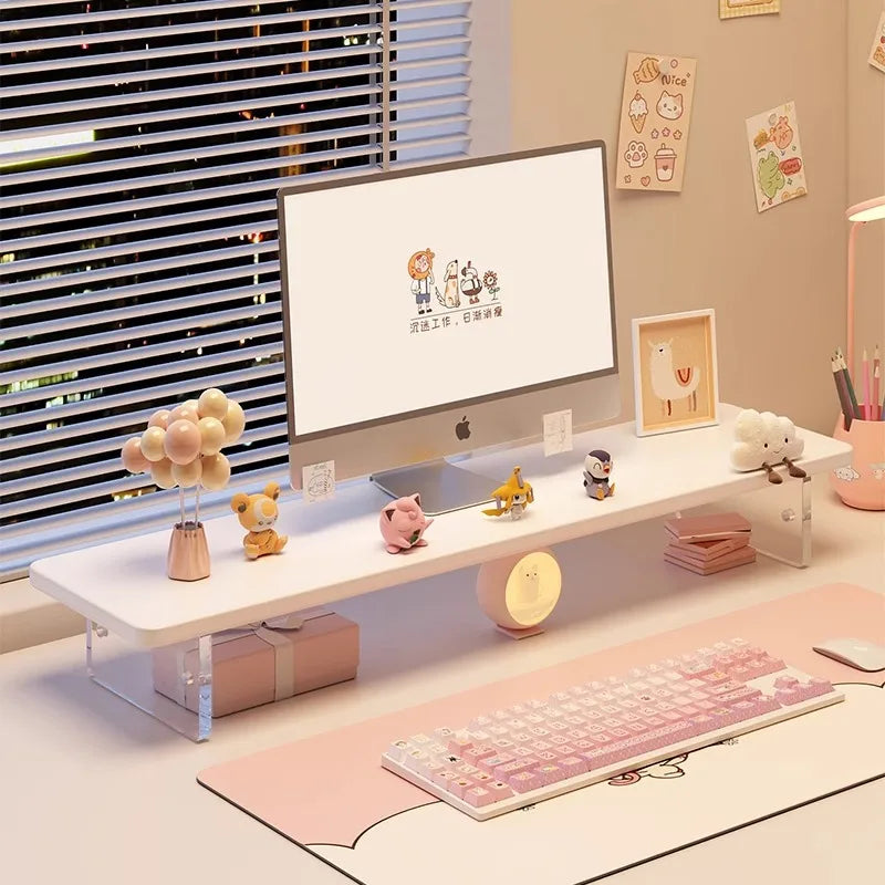 Acrylic Monitor Stand & Desktop Storage Rack | Desk Organizer