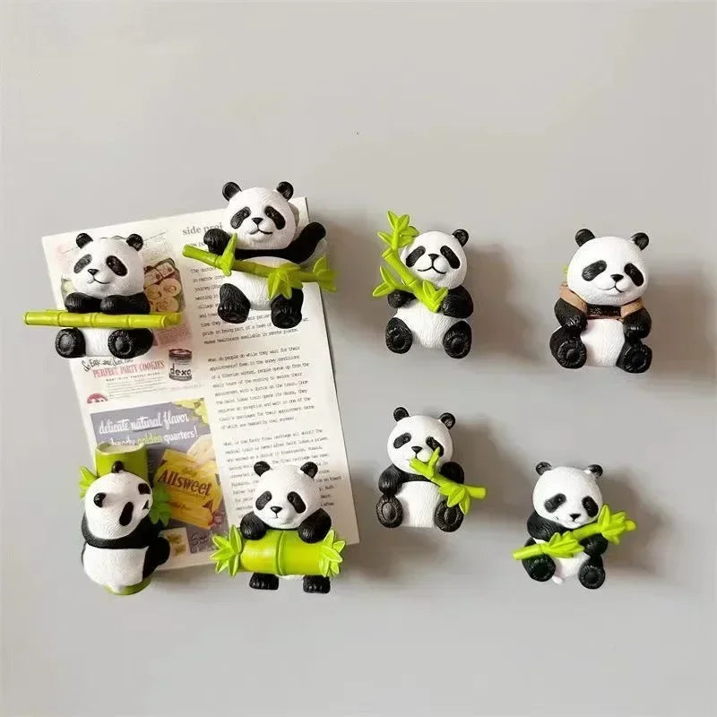 6-Piece Cartoon Animal Resin Fridge Magnets – Cute Panda Set