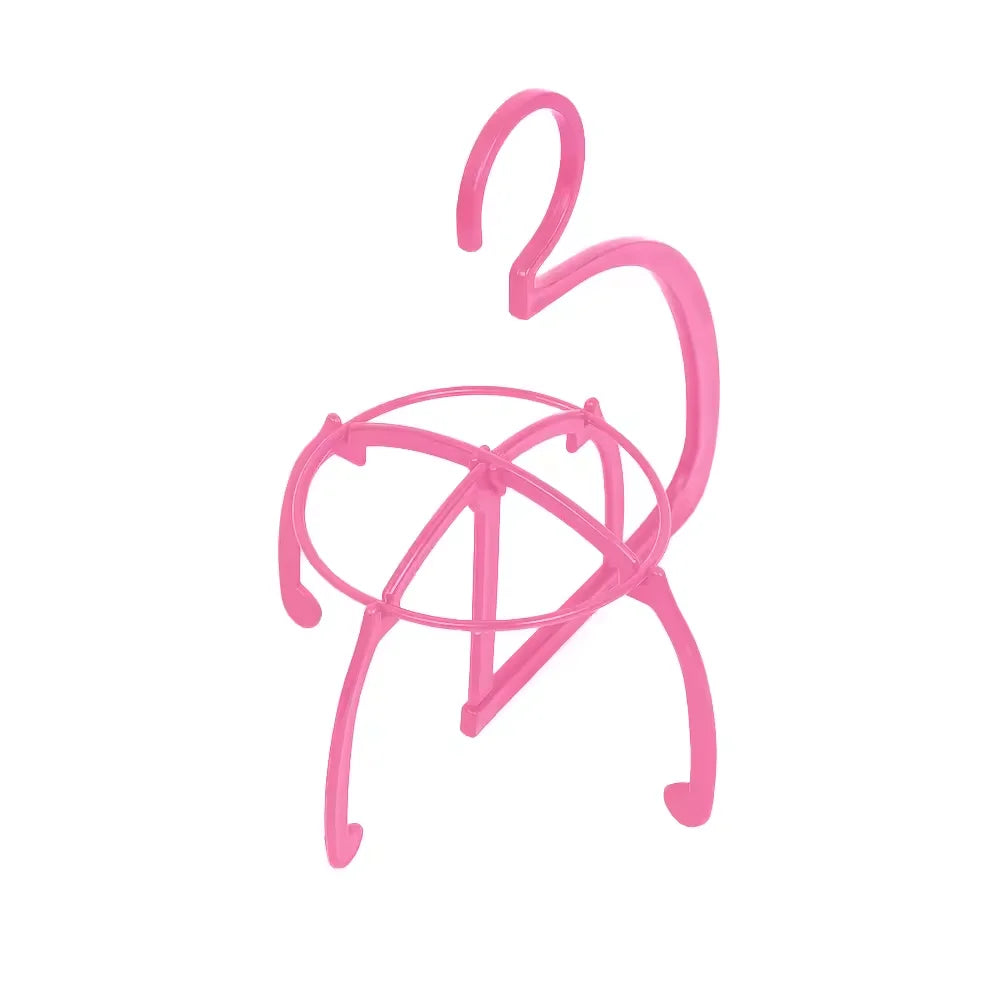 Pink Portable Hanging Wig Stand | Dustproof Wig Storage Rack