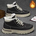 Men's Winter Lined Ankle Boots – Retro PU Leather Workwear