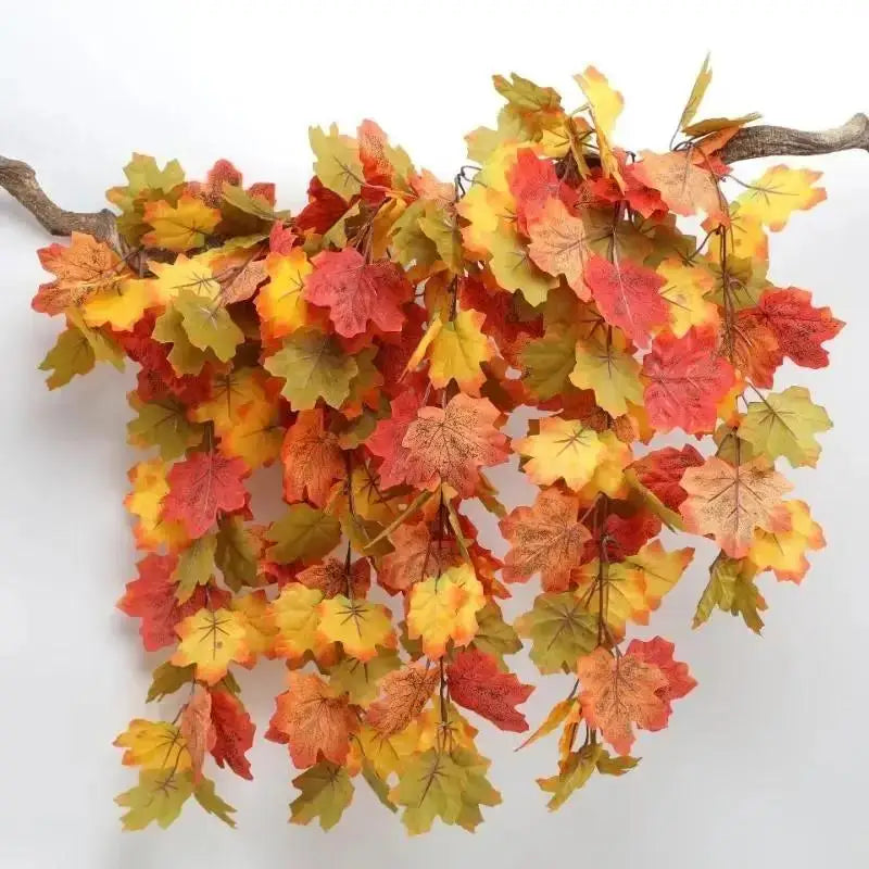 Halloween Simulated Maple Leaf Vine Wall Hanging Autumn Party Rattan