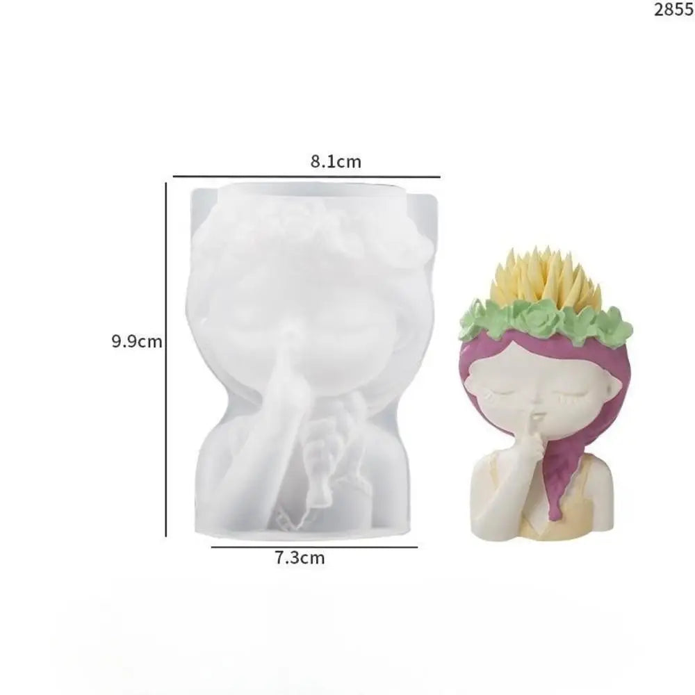 3D Beauty Flower Girls Pot Silicone Mold DIY Homemade Portrait