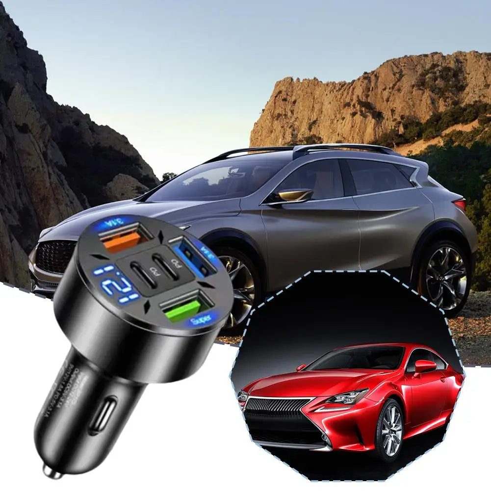 250W 5 Ports Car Charger Fast Charging 2PD QC3 0 3USB C Phone Adapter