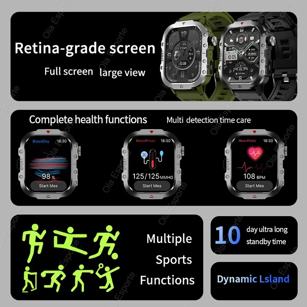 2025 Military GPS Smart Watch Men LED Flashlight Waterproof Outdoor