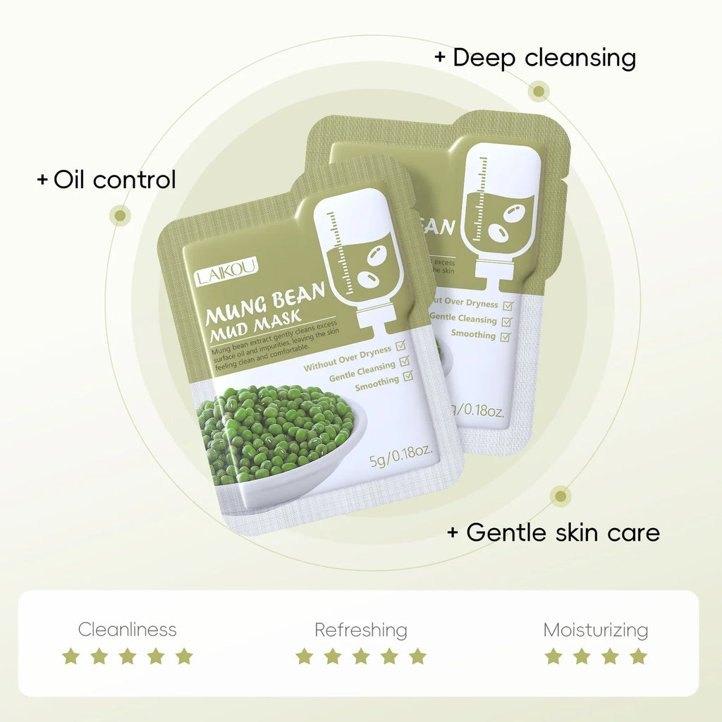 LAIKOU 5-Pack Mud Mask Set – Tea Tree, Matcha & Sakura