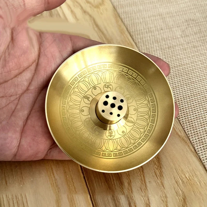 Round 9-Hole Brass Incense Holder Tray – Yoga & Meditation