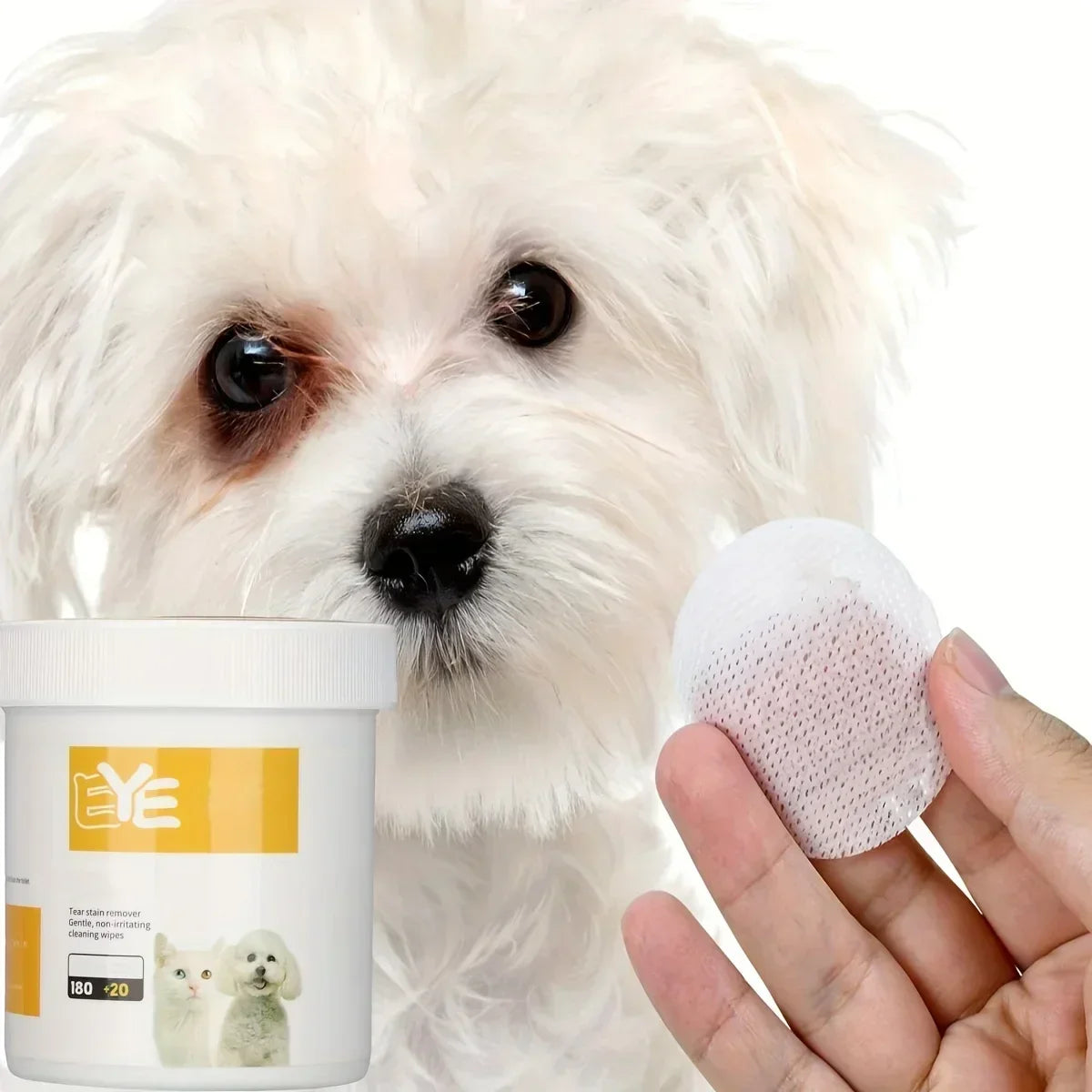 200pc Pet Eye Wipes – Tear Stain Remover for Dogs & Cats