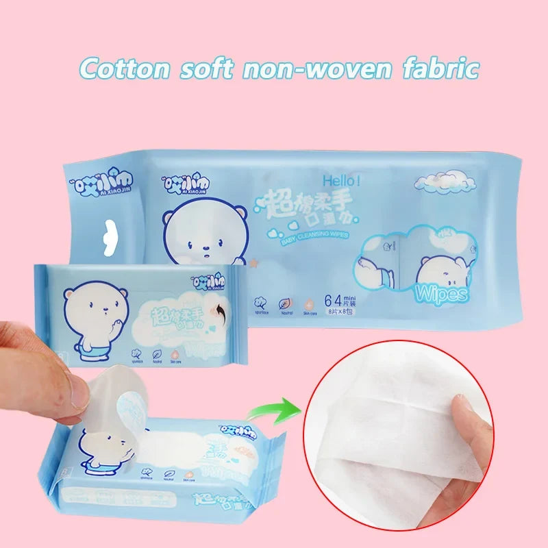 64pcs Mini Disposable Travel Wipes – Hand & Mouth Cleaning