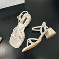 Women's Gladiator Sandals – Square Heel Buckle Strap Heels