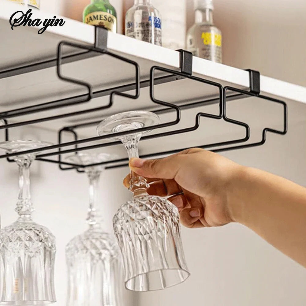 Hanging Wine Glass Rack – Wall-Mounted Iron Stemware Holder