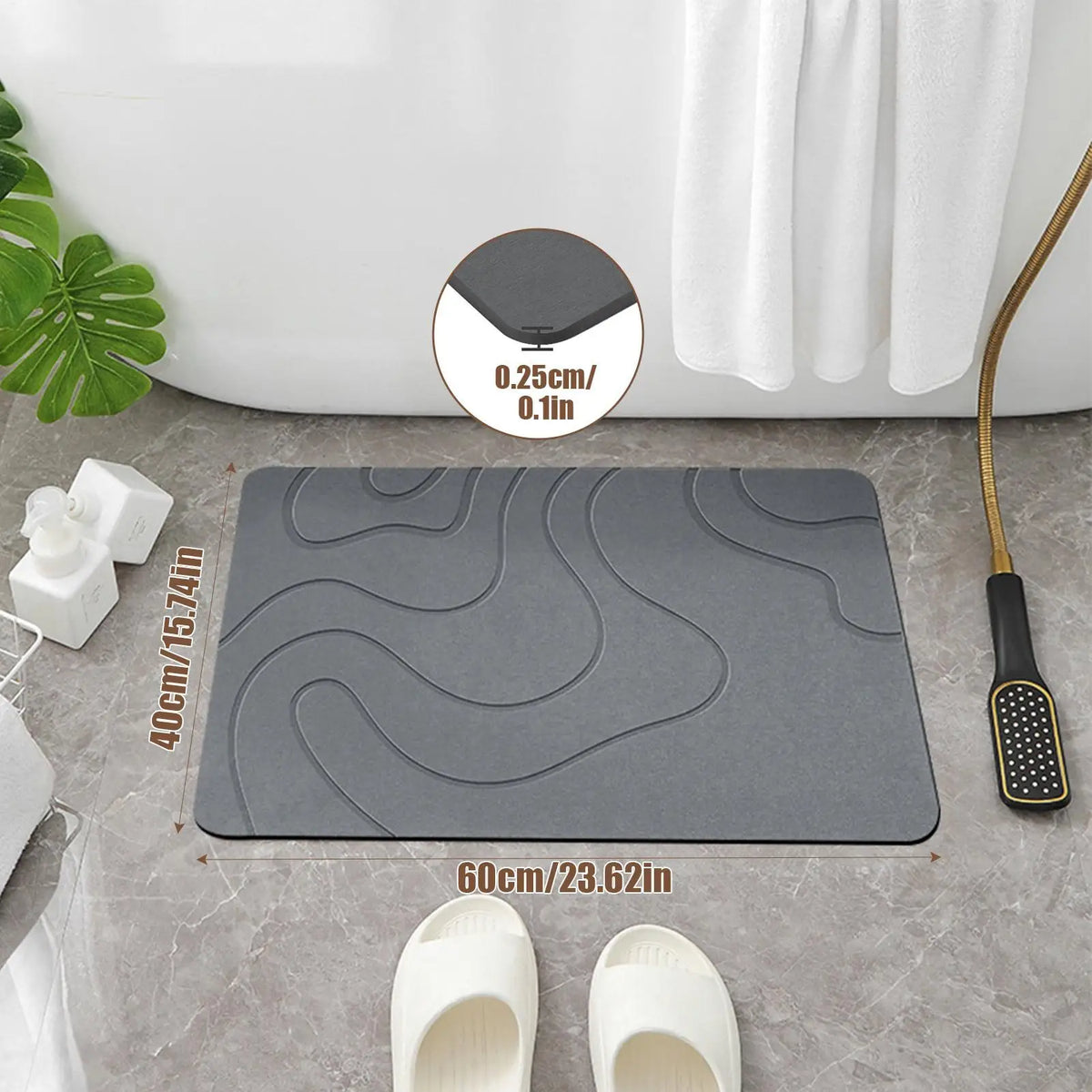 Diatomite Stone Bath Mat – Non-Slip, Fast Drying, 40x60cm