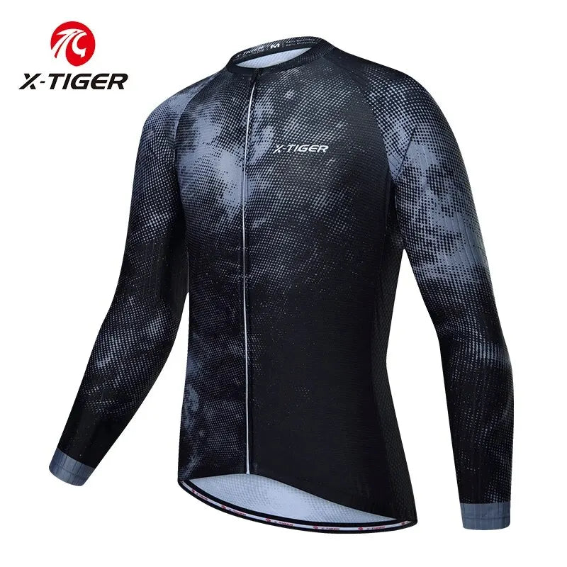X-TIGER Men's Long Sleeve Cycling Jersey – Breathable & Reflective