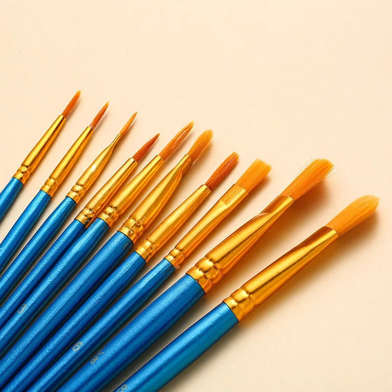 10-Piece Artist Paint Brush Set – Oil, Acrylic & Watercolor