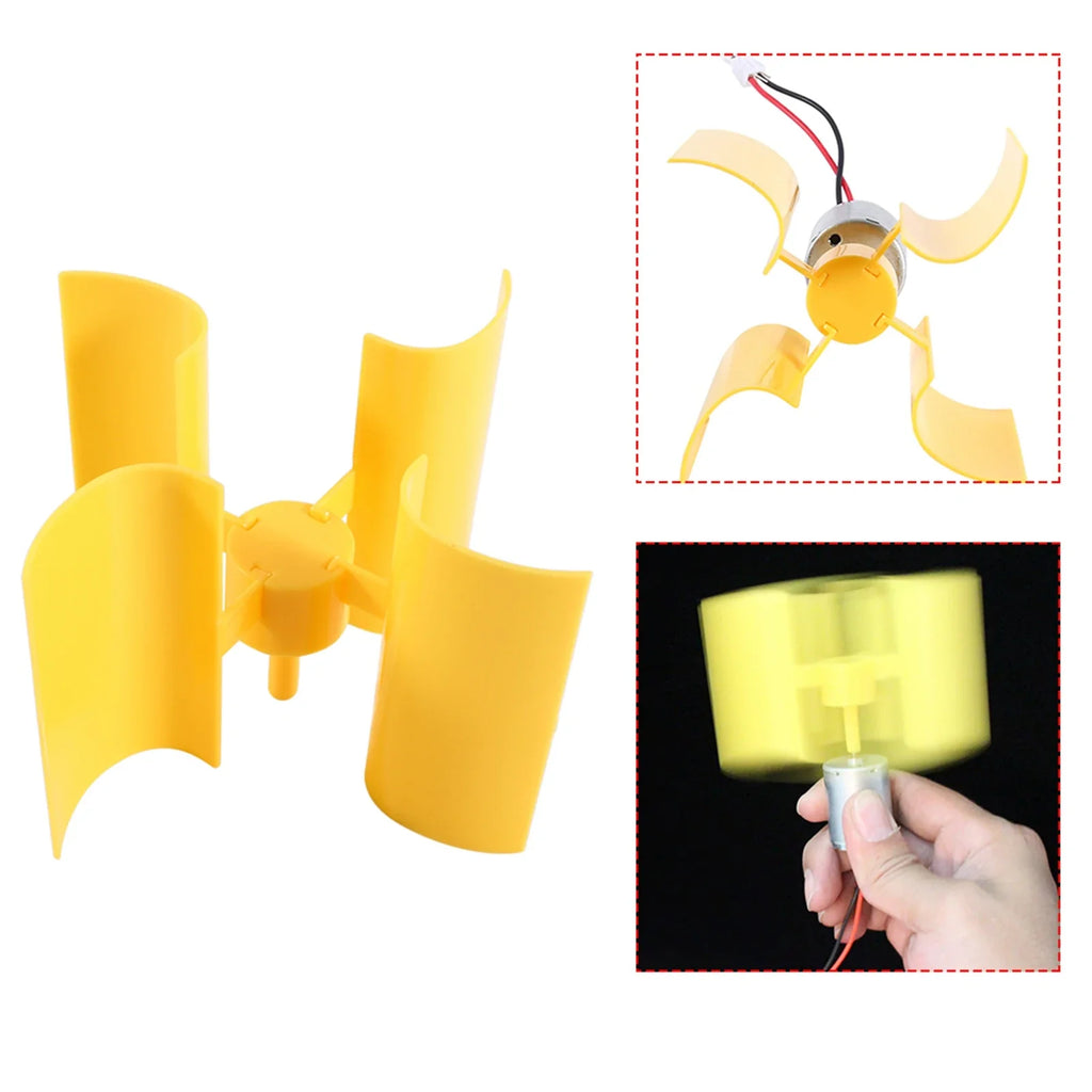 DIY Small Motor Vertical Wind Turbines Blades Breeze Electricity