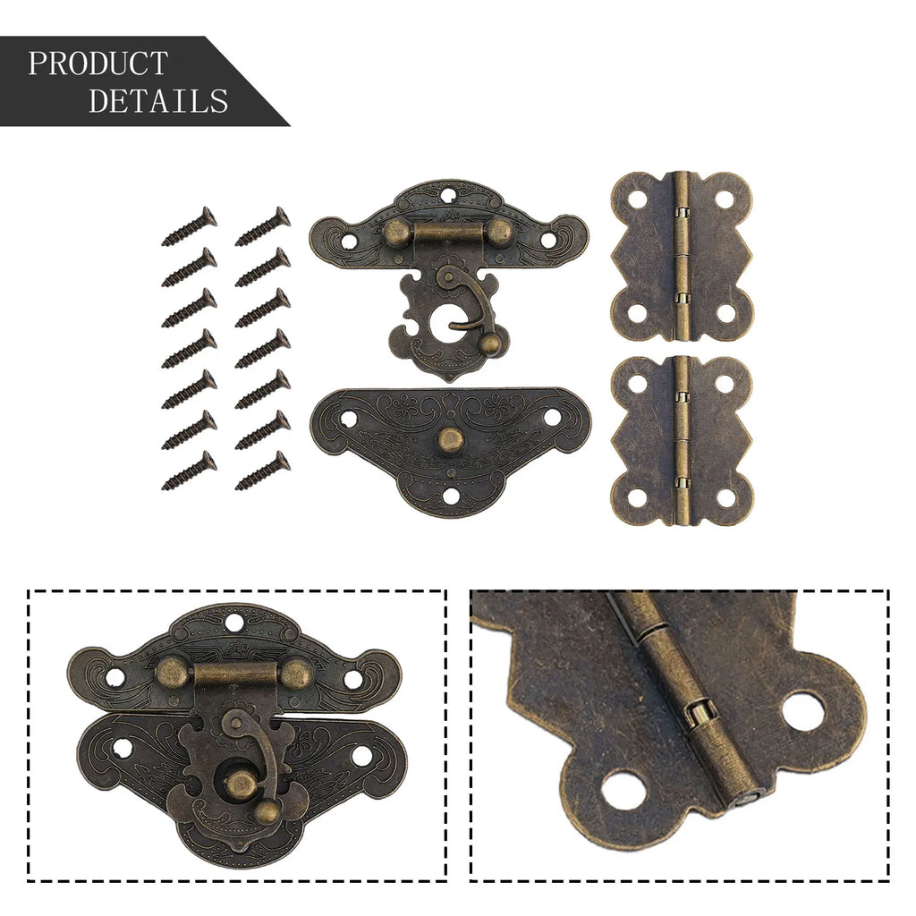 Antique Bronze Cabinet Hinge & Hasp Kit | Zinc Alloy Hardware
