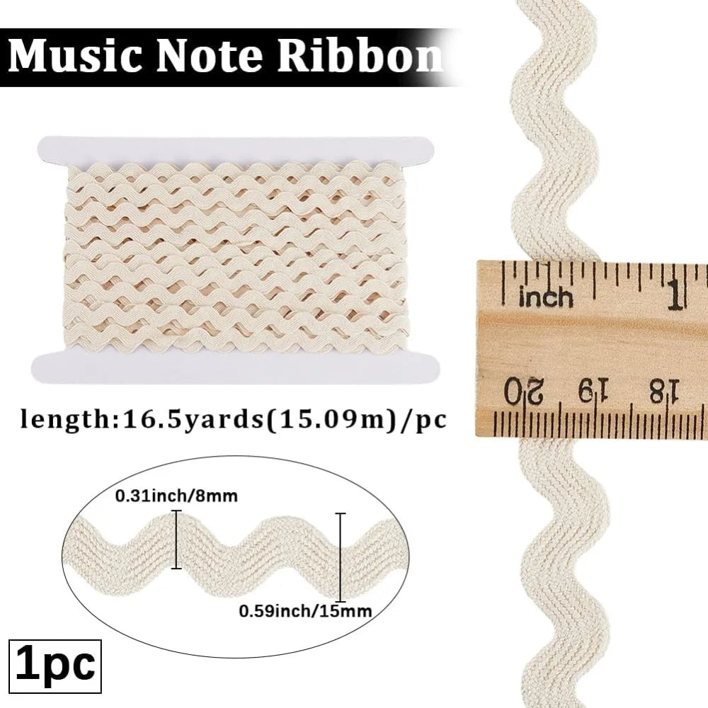 Cotton Ric Rac Wavy Fringe Trim Ribbon 15mm – 16.5 Yards White