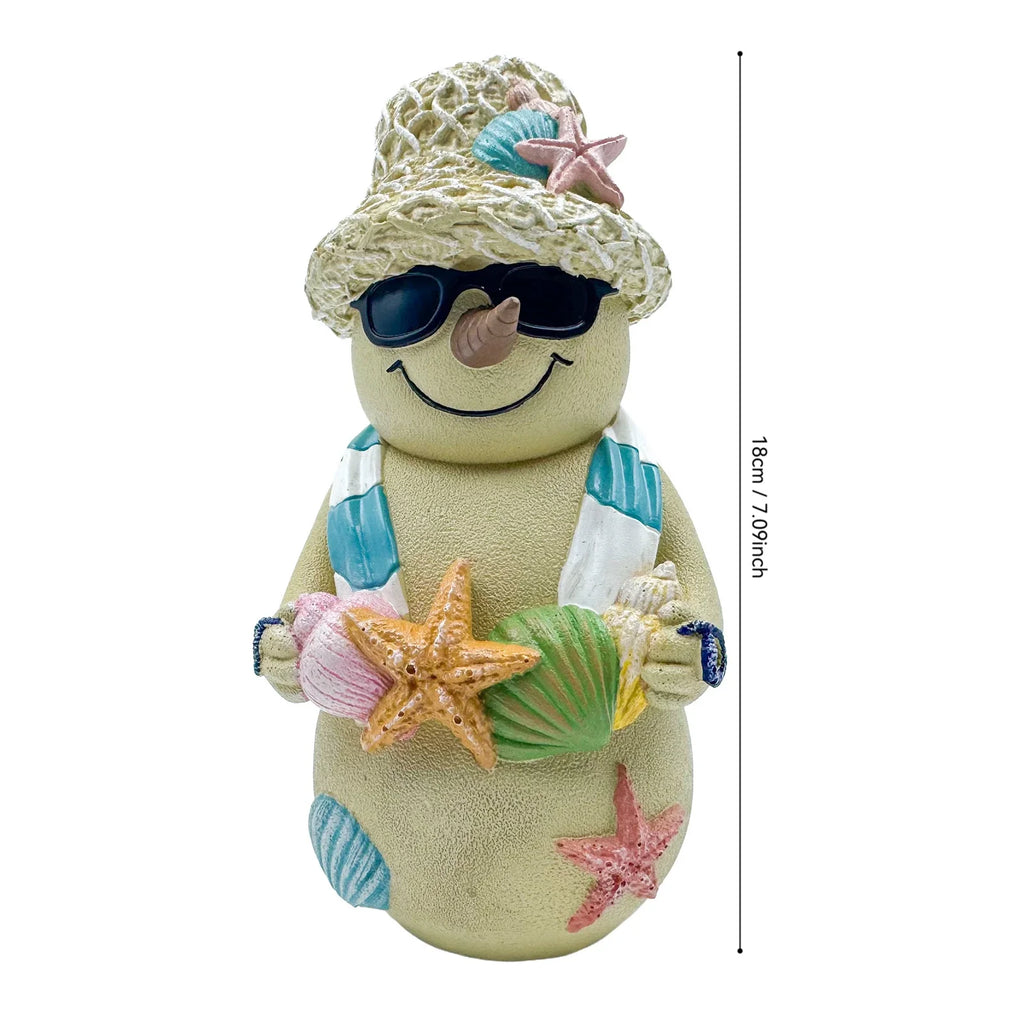 Christmas Beach Snowman Ornament | 18cm Ocean Theme Resin Decor
