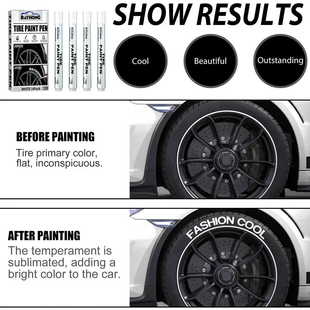 White Tire Paint Marker Pens – Waterproof & Quick Dry