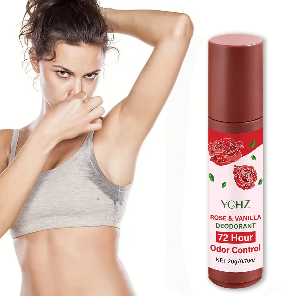Rose Vanilla Jasmine Roll-On Deodorant | 72-Hour Plant-Based