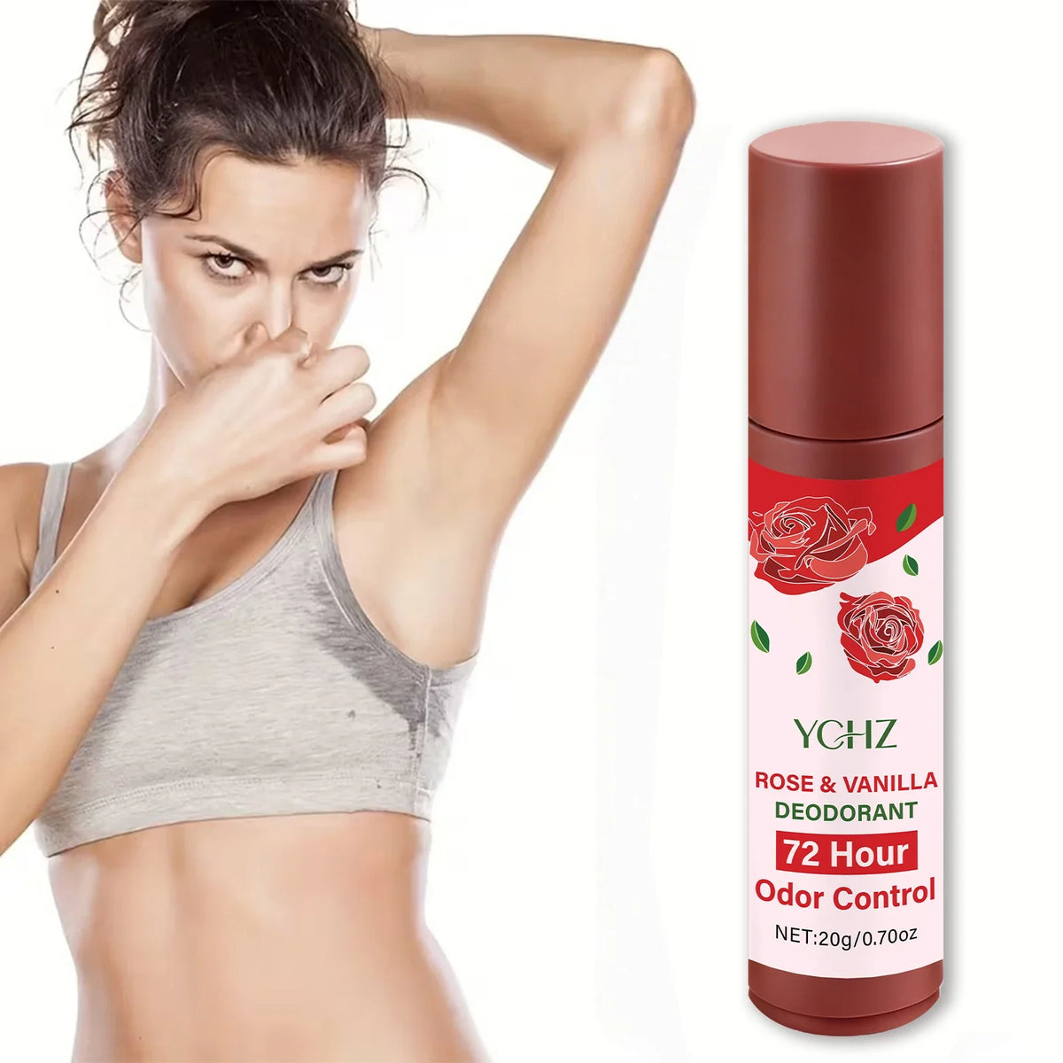Rose Vanilla Jasmine Roll-On Deodorant | 72-Hour Plant-Based
