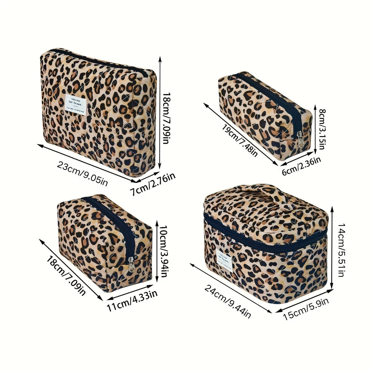 European American Ins Leopard Print Makeup Bag Double Layer Large